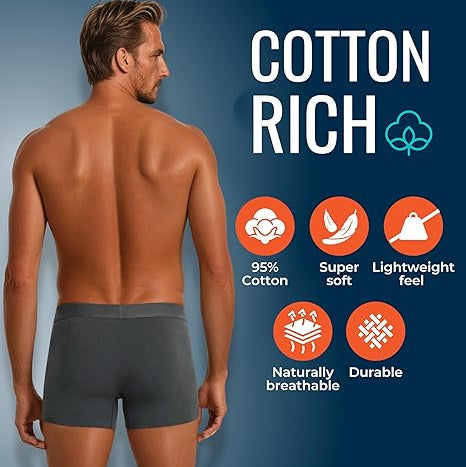 Men's Soft Breathable Cotton Boxers Black - 10 Pack