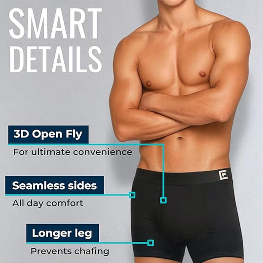 Men’s Anti-Chafe Boxers with Fly 4 Pack