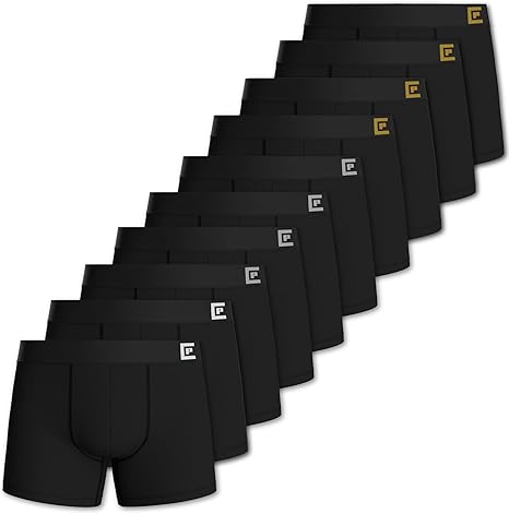 Men's Soft Breathable Cotton Boxers Black - 10 Pack