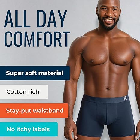 Men's Soft Breathable Cotton Boxers - 5 Pack