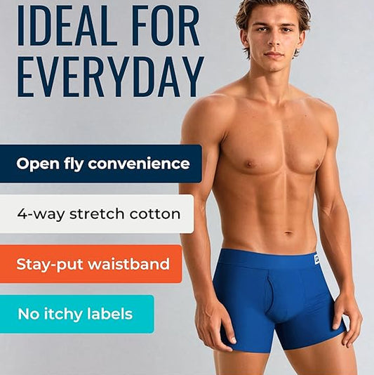 Men's Anti-Chafe Boxers with Fly (4 Pack)