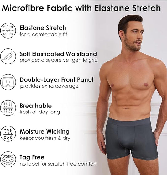 Men’s Microfibre Boxer Shorts - 3 Pairs