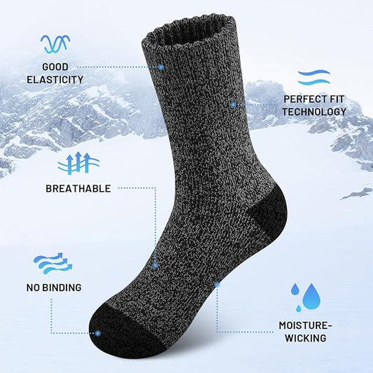 Men's Thermal & Breathable Wool Socks - 5 Pairs