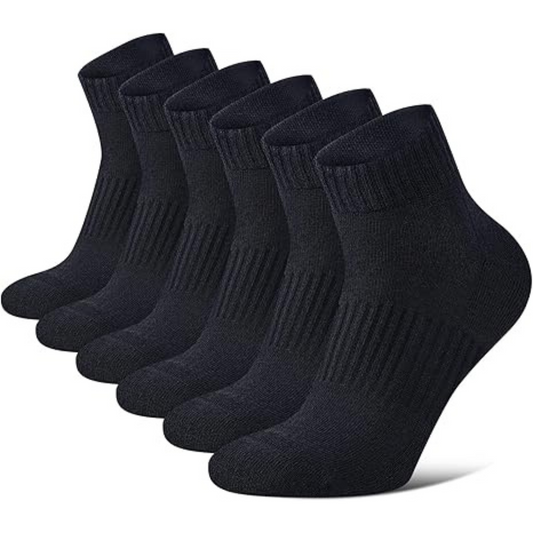 Men's Ankle Socks Anti-Blister 6 Pairs - Black