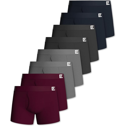 Men's Anti-Chafe Soft Breathable Boxers with Fly - 8 Pack